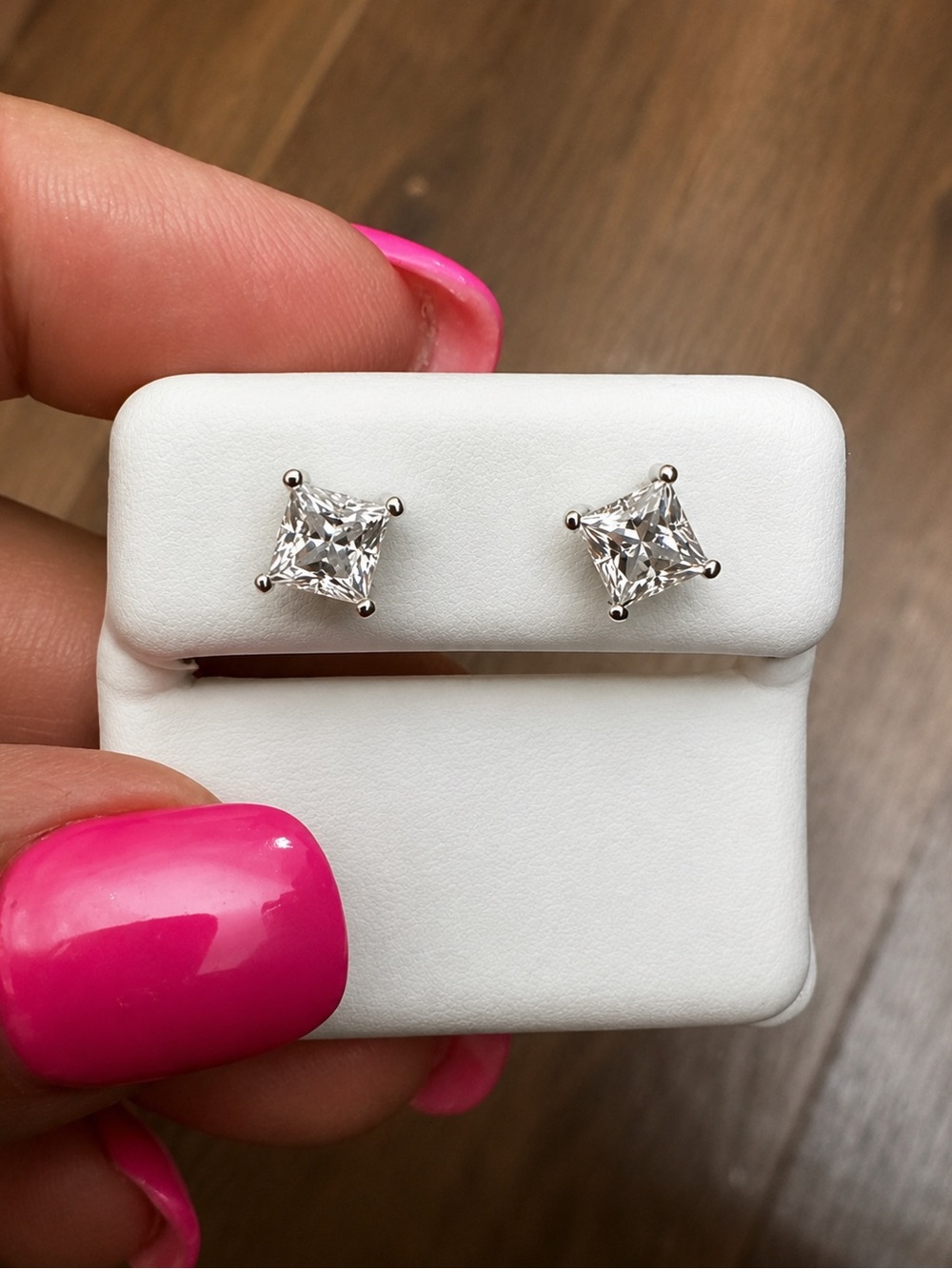 Princess Cut Moissanite Studs in 925